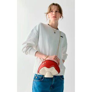 G Kate Spade 3D Mushroom Crossbody Bag Red & Ivory Leather KL919 NWT Collectible